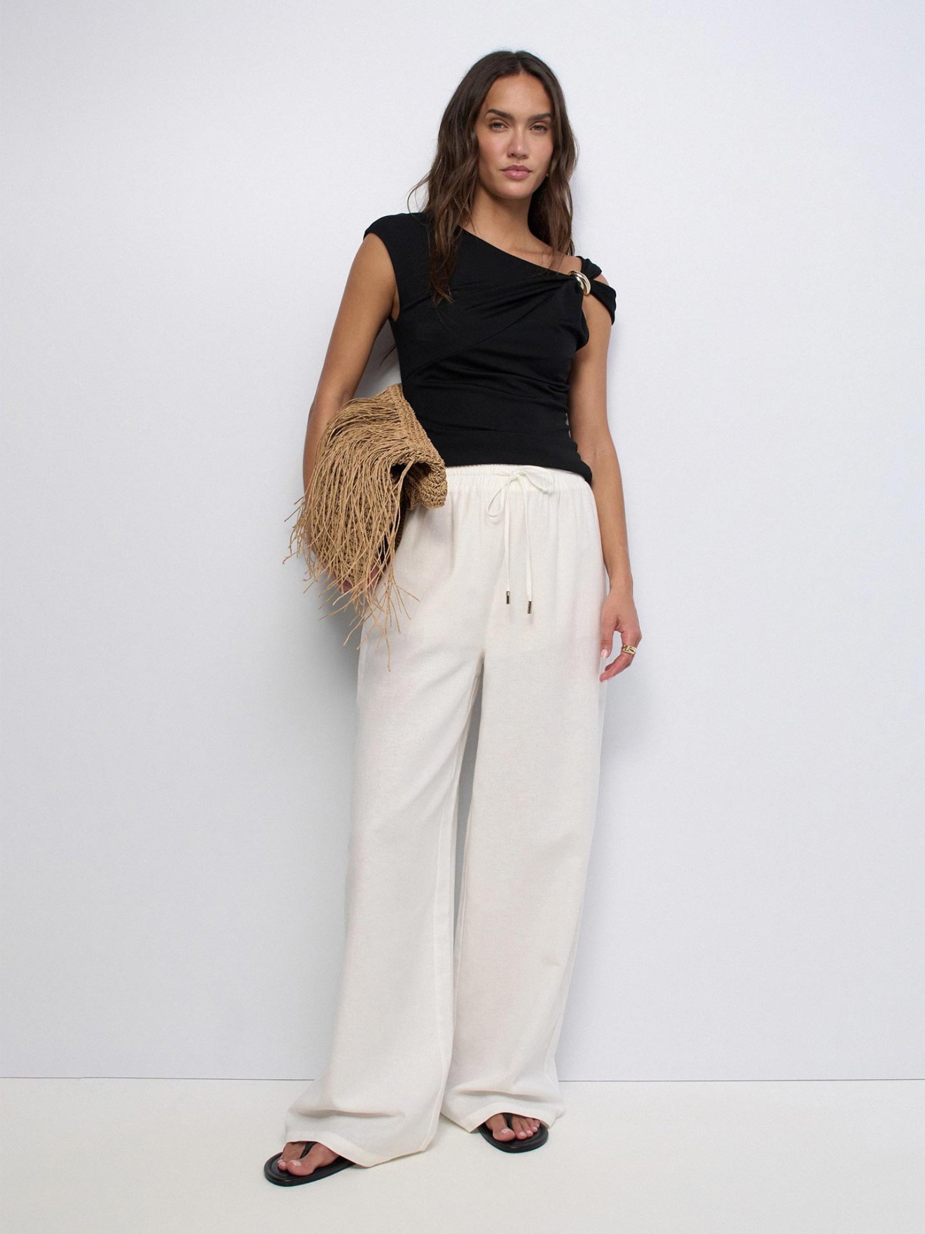 Cal�as Joggers com Linho