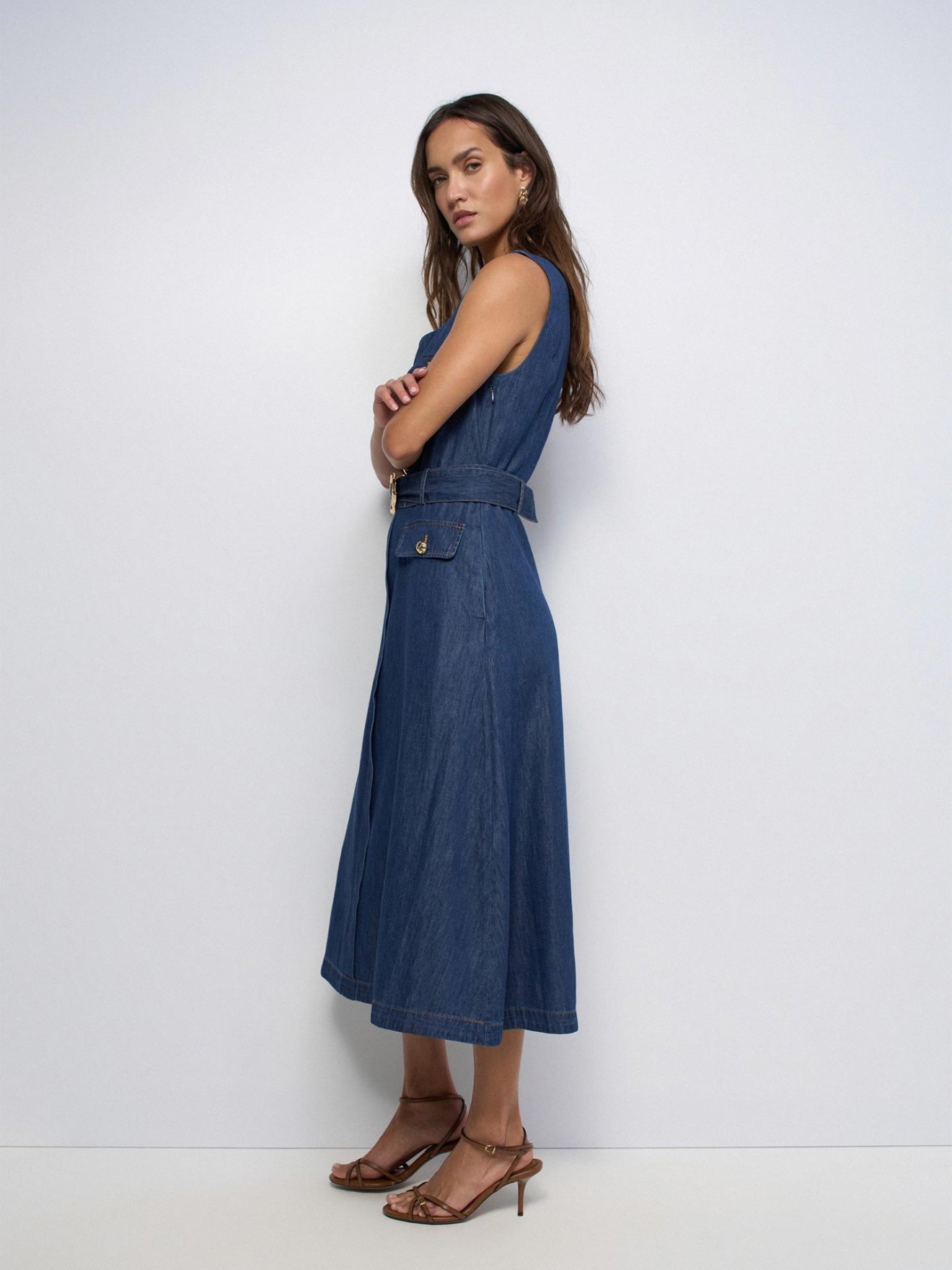 Vestido Midi em Denim