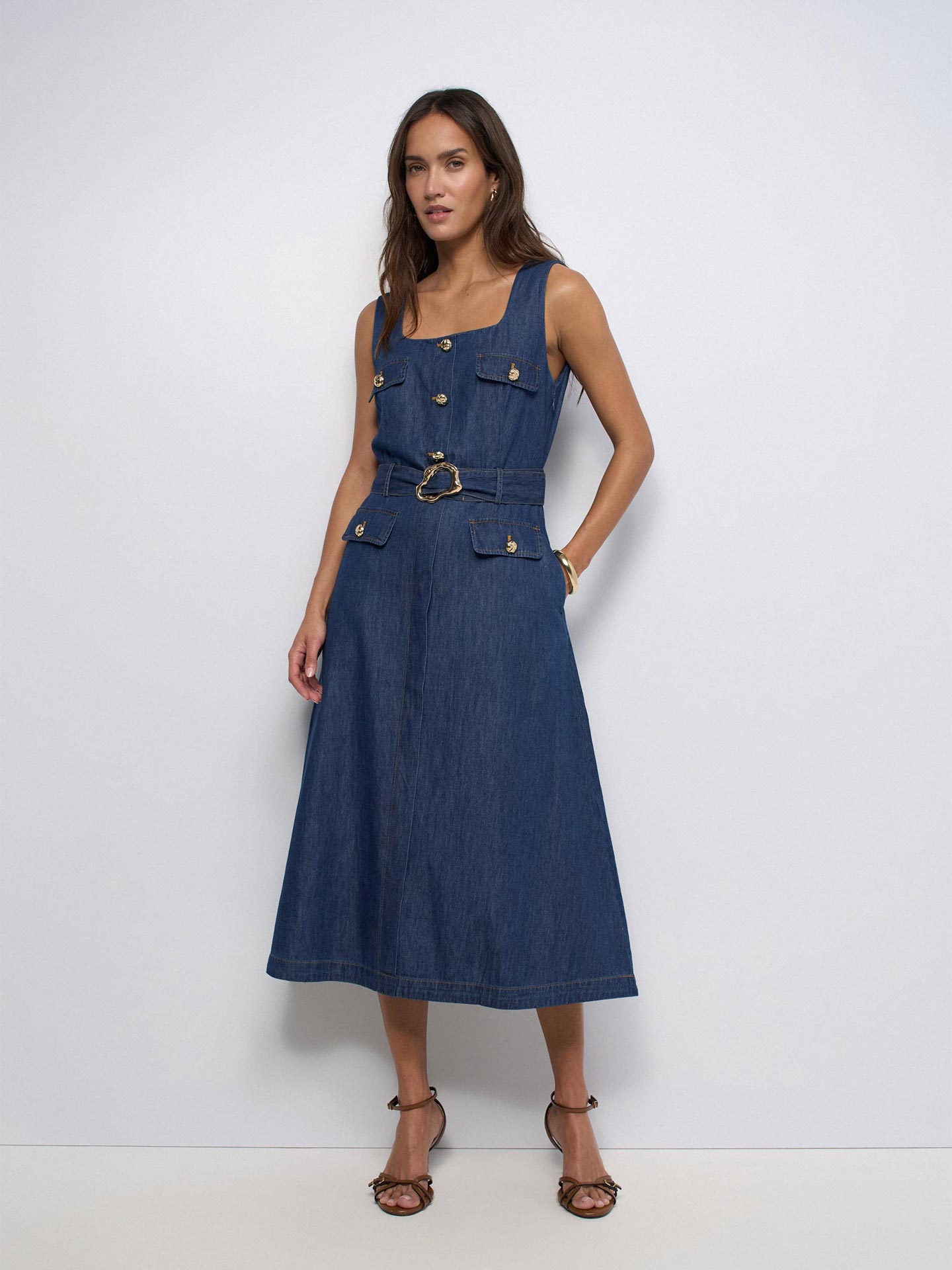 Vestido Midi em Denim