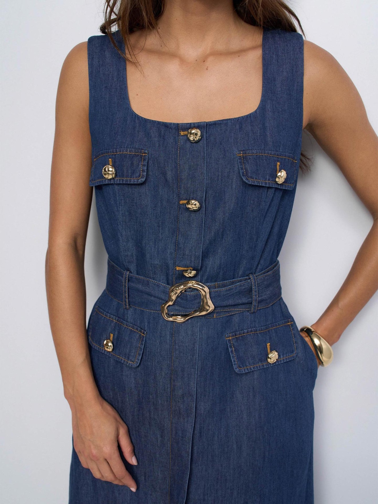 Vestido Midi em Denim