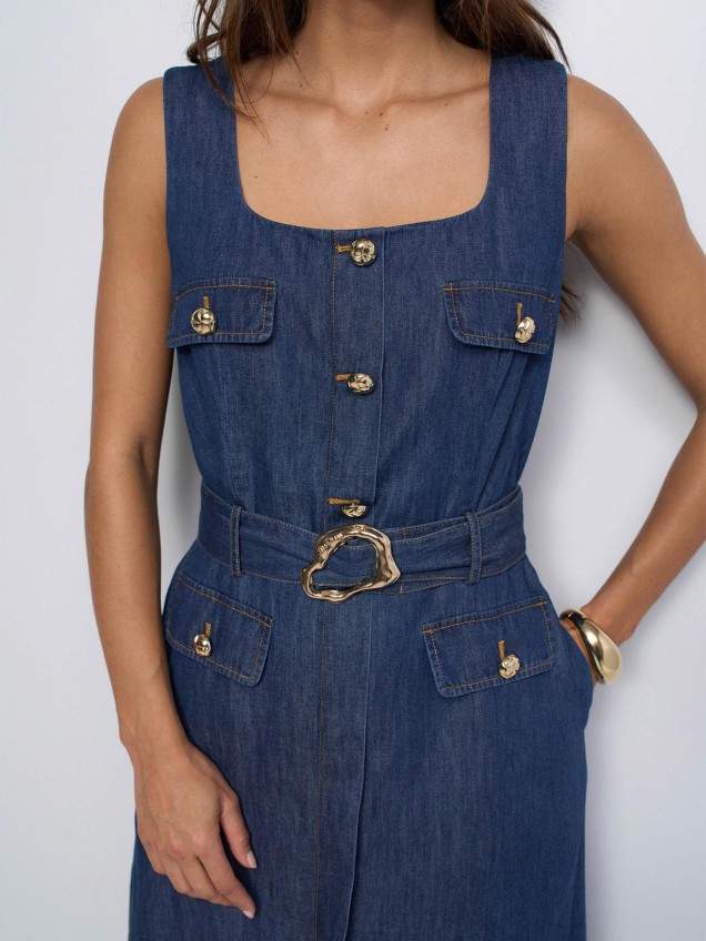 Vestido Midi em Denim