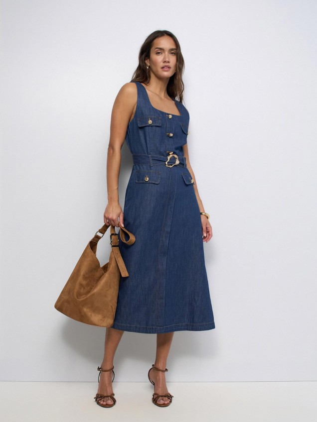 Vestido Midi em Denim