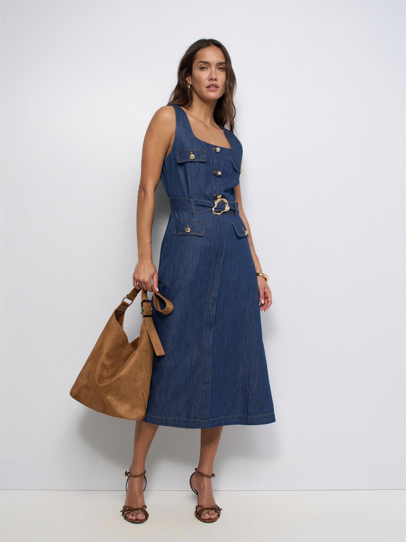 Vestido Midi em Denim