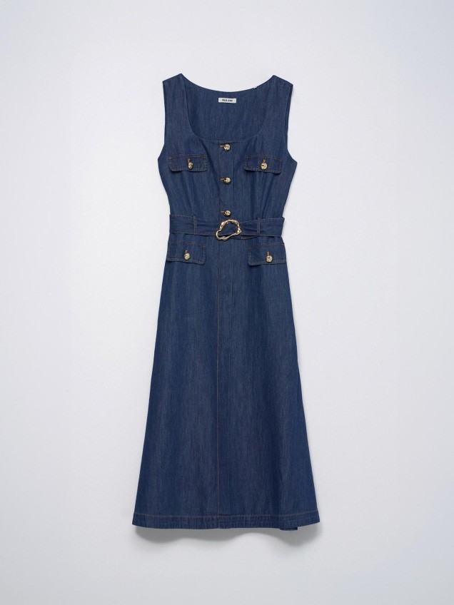 Vestido Midi em Denim