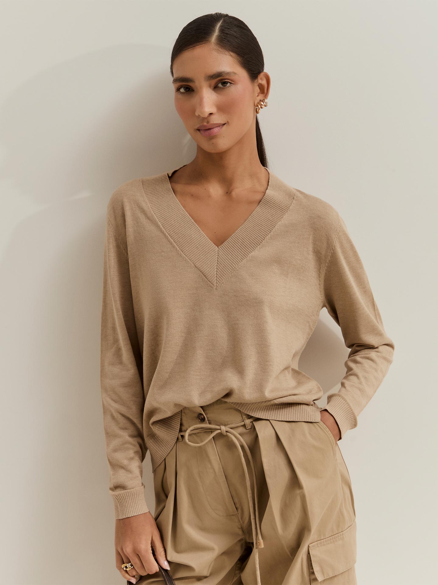 Camisola de Malha com Decote em V