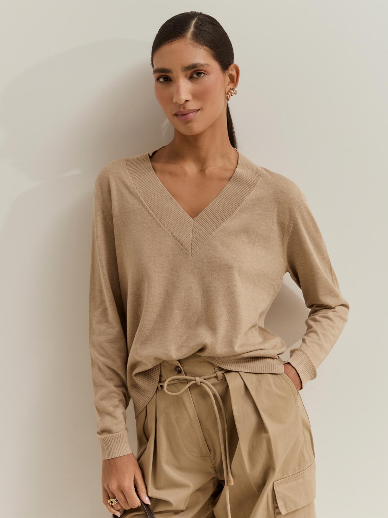 Camisola de Malha com Decote em V