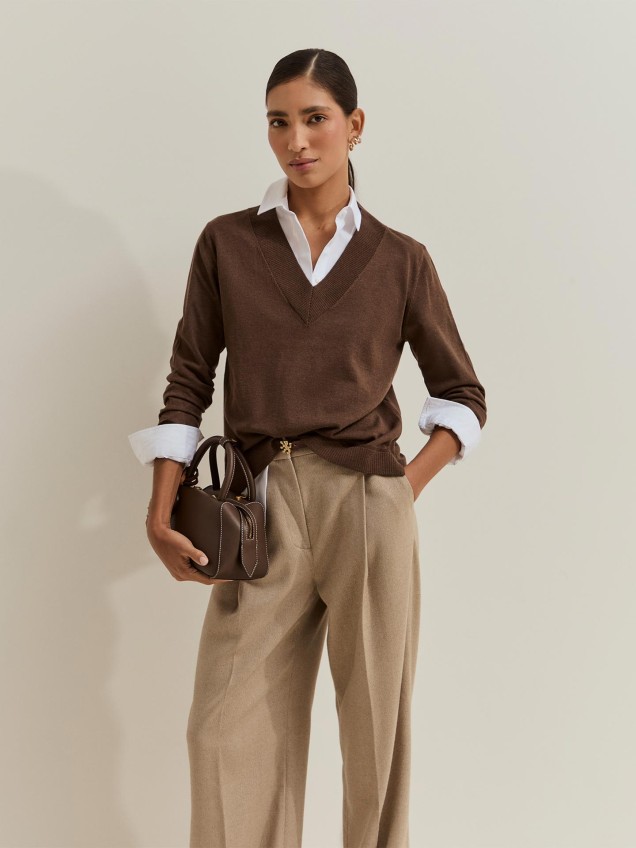 Camisola de Malha com Decote em V