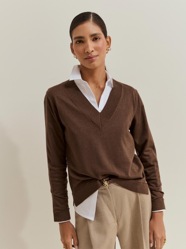 Camisola de Malha com Decote em V