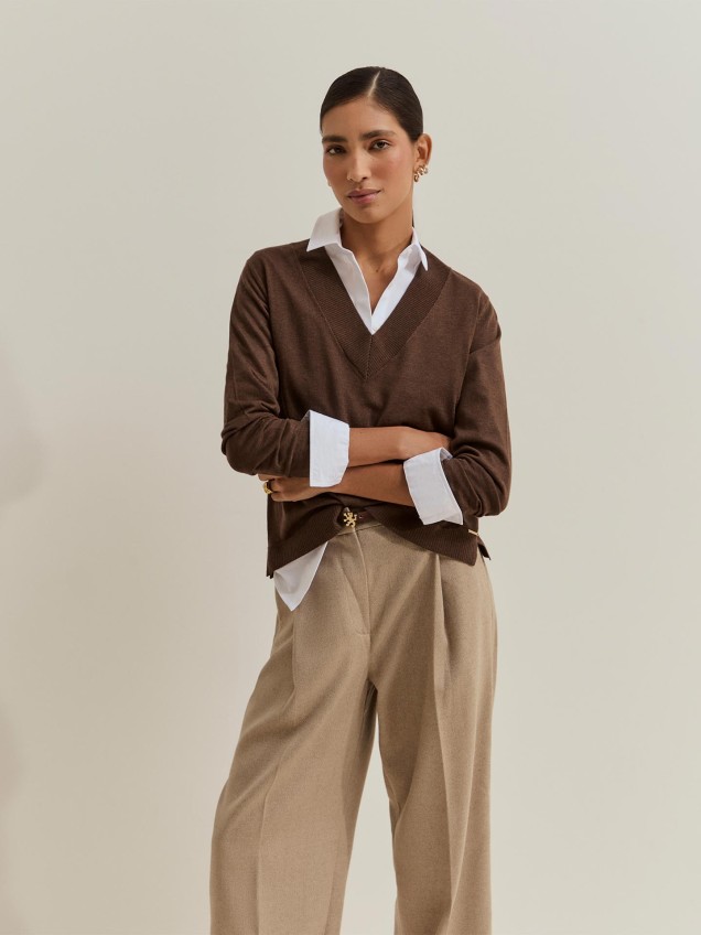 Camisola de Malha com Decote em V