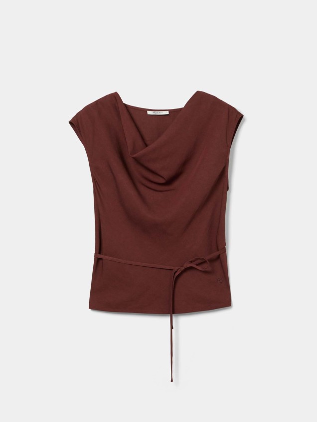 Blusa Drapeada com Cinto