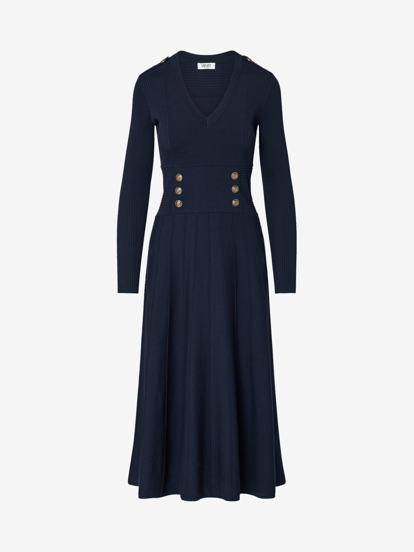 Vestido Midi em Malha com Decote em V