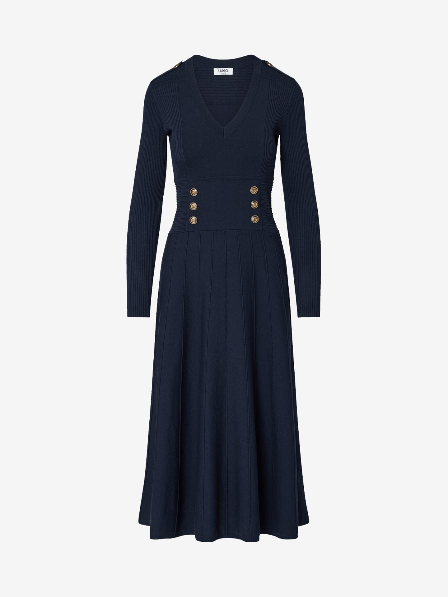 Vestido Midi em Malha com Decote em V