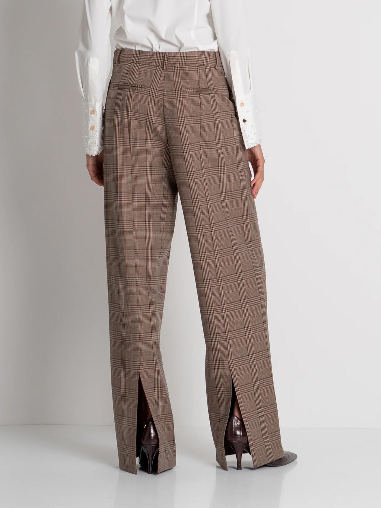 Cal�as Wide Leg com Padr�o de Xadrez