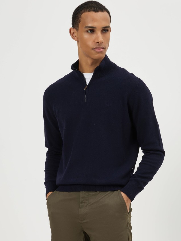 Camisola de Malha com Meio Fecho de Correr