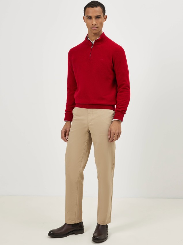 Camisola de Malha com Meio Fecho de Correr