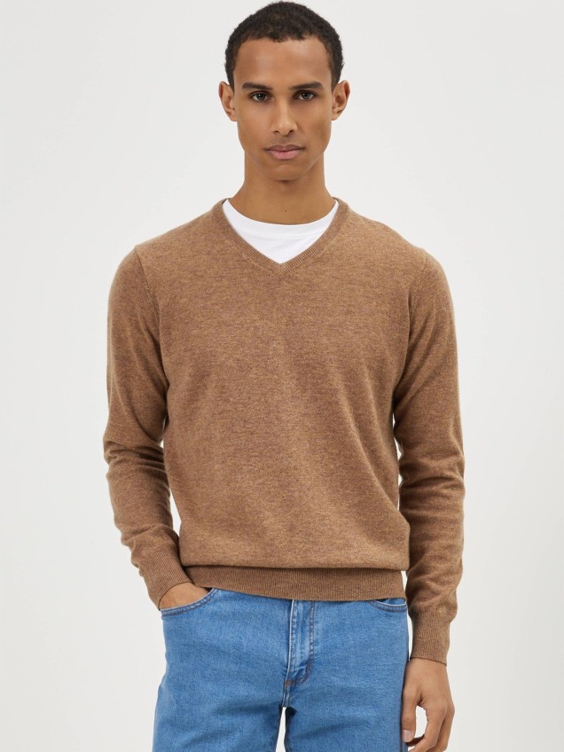 Camisola de Malha com Decote em Bico