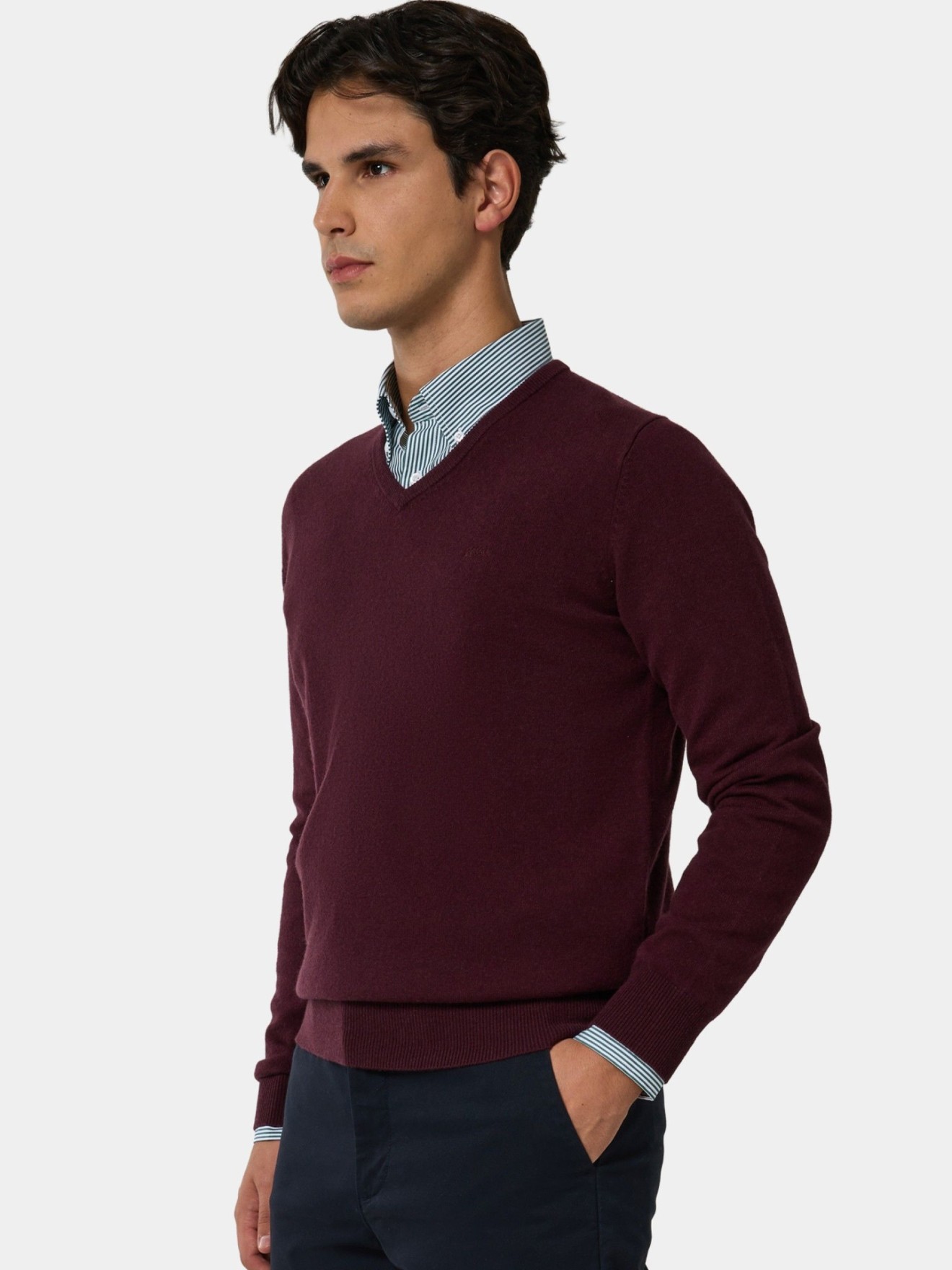 Camisola de Malha com Decote em Bico
