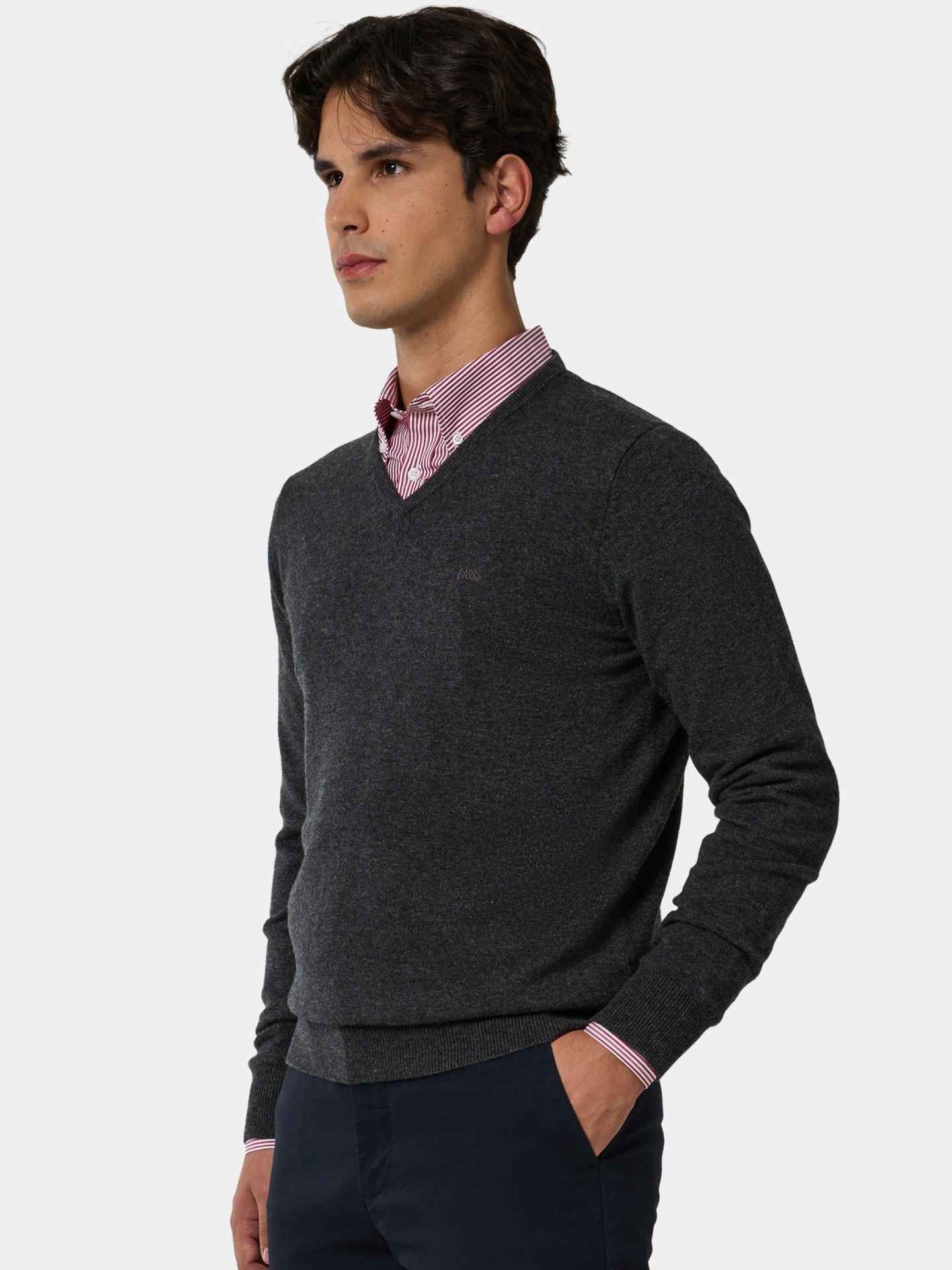 Camisola de Malha com Decote em Bico