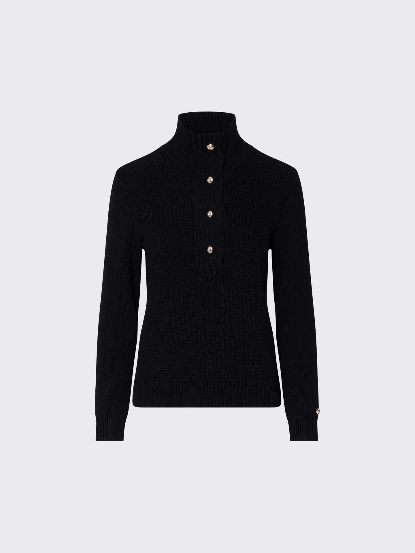 Camisola de Malha com Gola Alta e Botões