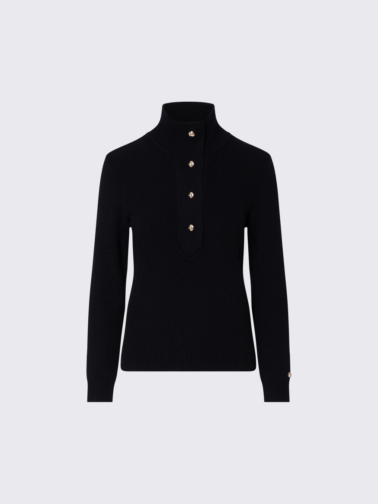 Camisola de Malha com Gola Alta e Botões