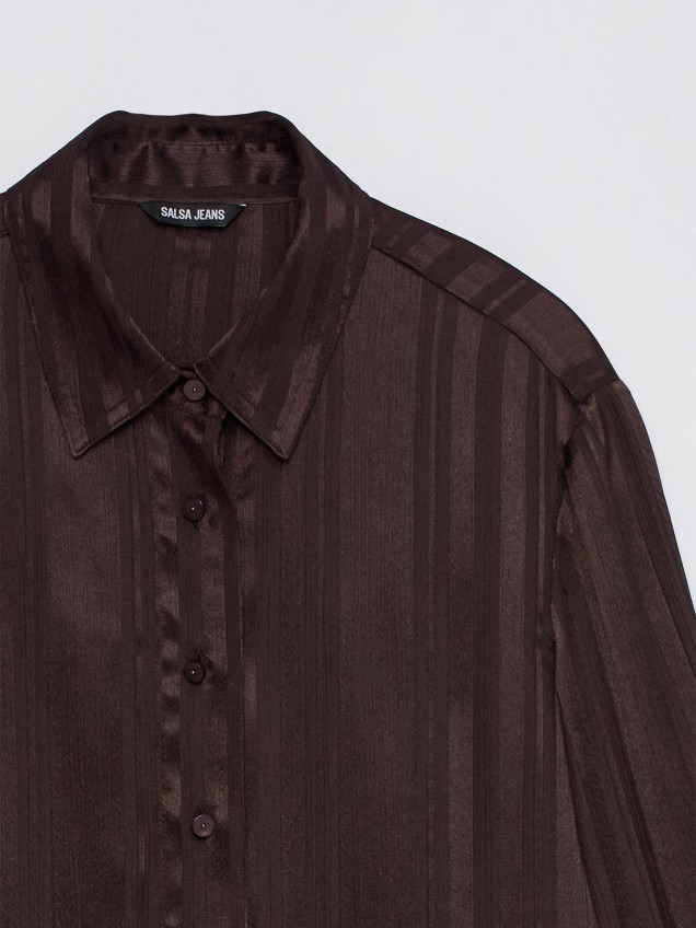 Camisa Acetinada com Riscas