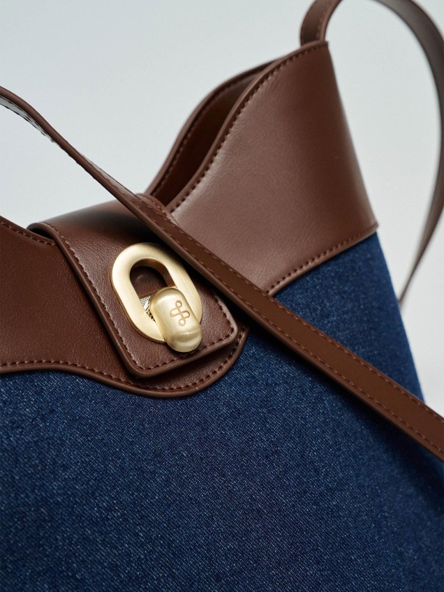 Mala Tote em Denim e Polipele
