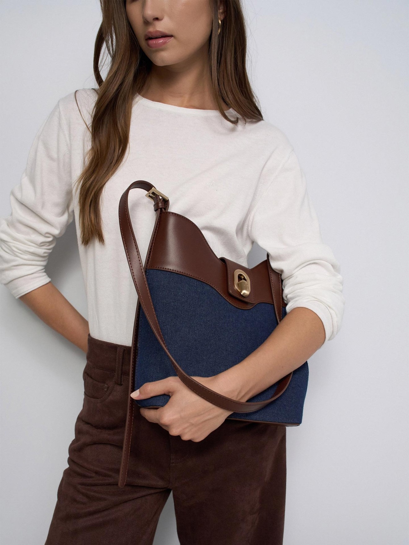 Mala Tote em Denim e Polipele