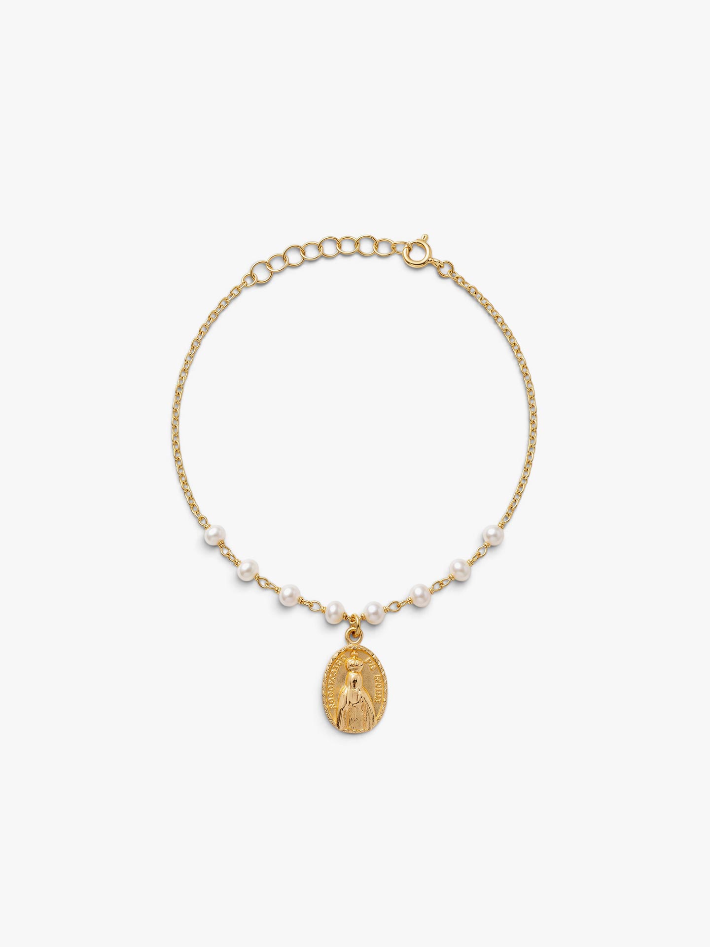 Pulseira com Pérolas e Medalha