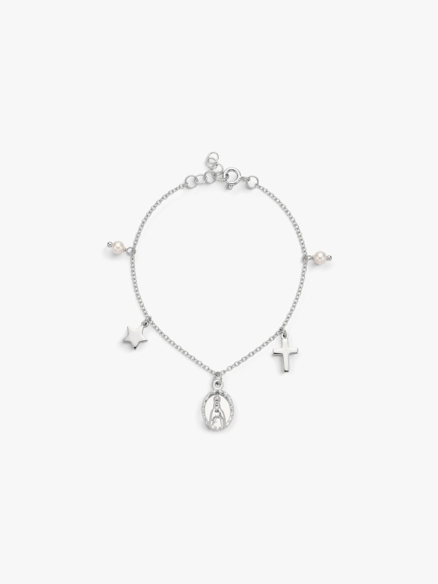 Pulseira com Pendentes e Pérolas