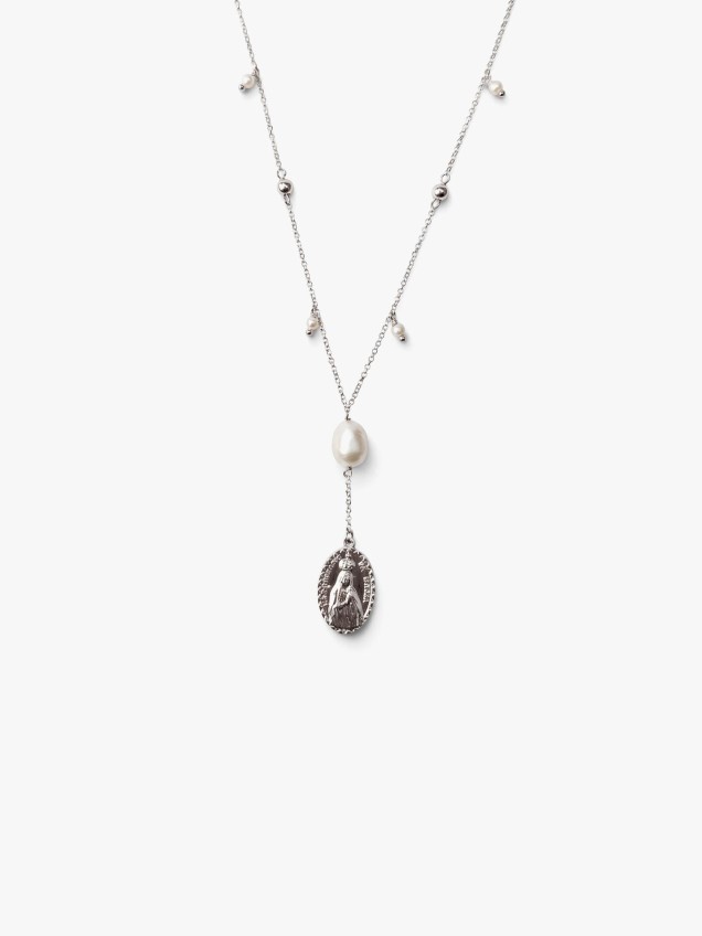 Colar em Prata com Medalha e Pérola
