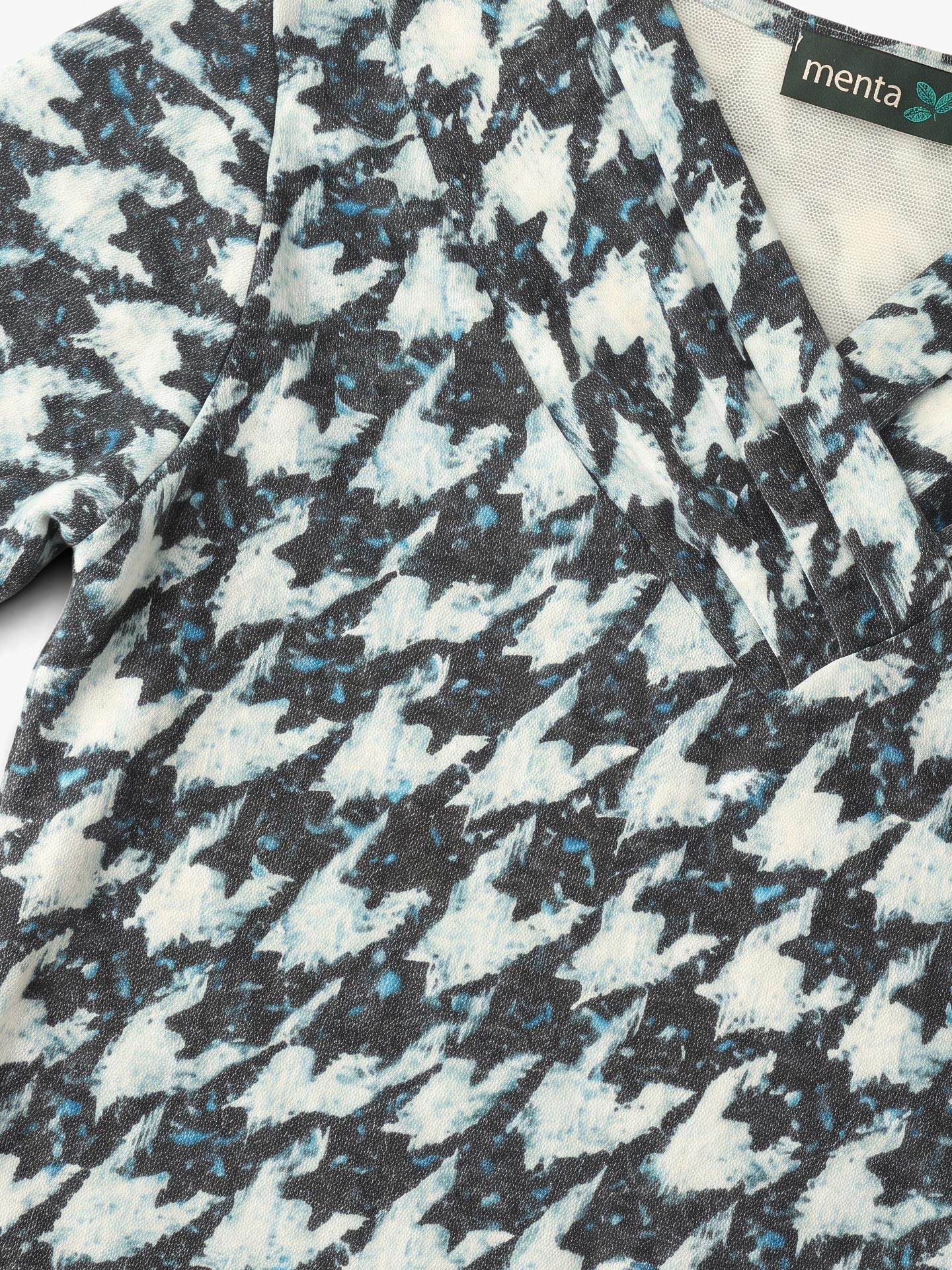 Camisola Estampada com Decote em V Cruzado