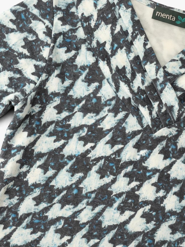 Camisola Estampada com Decote em V Cruzado