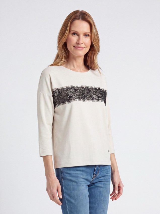 Camisola com Pormenor de Renda