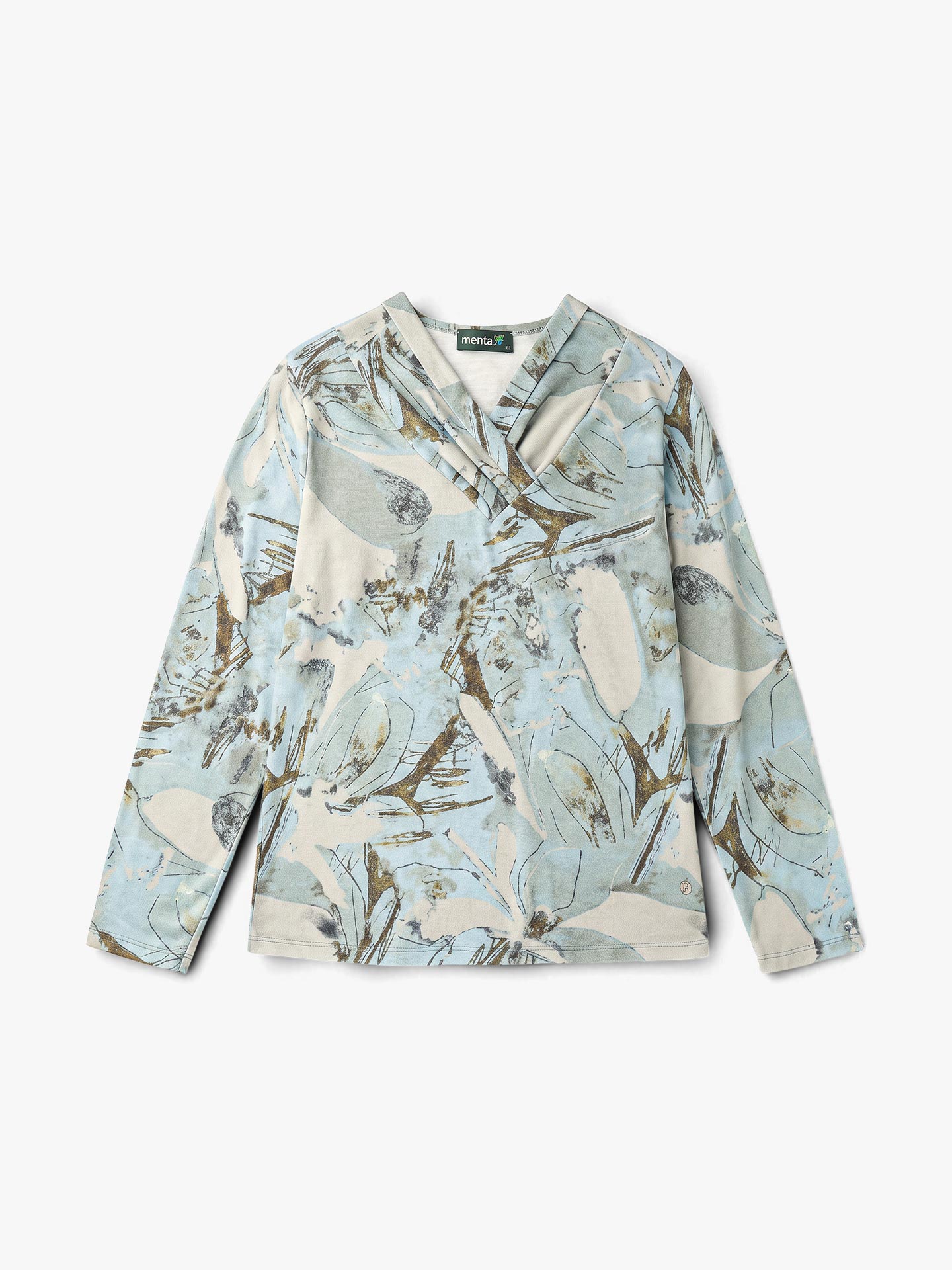Camisola Estampada com Decote em V Cruzado