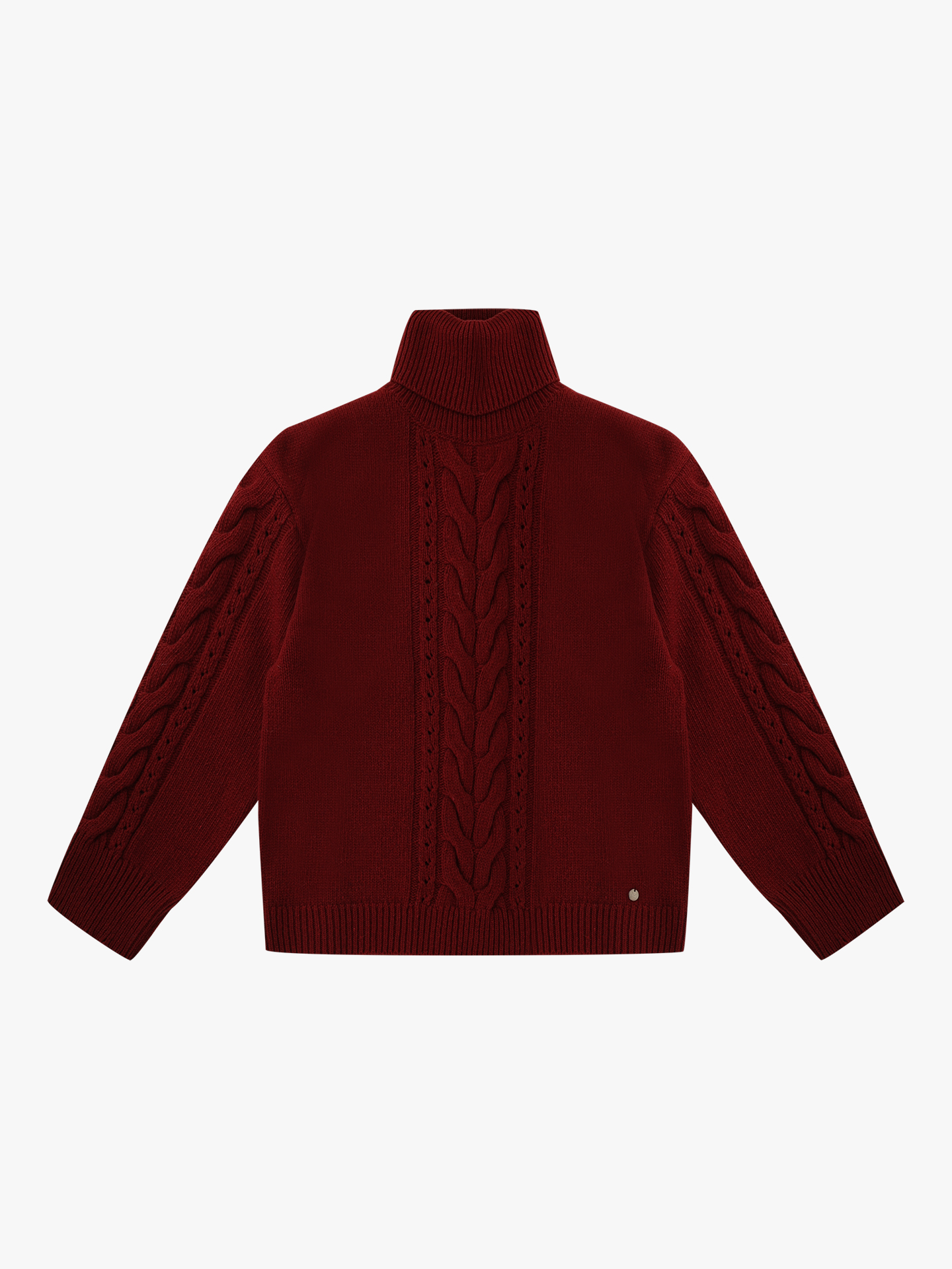 Camisola de Gola Alta em Malha com Tranças