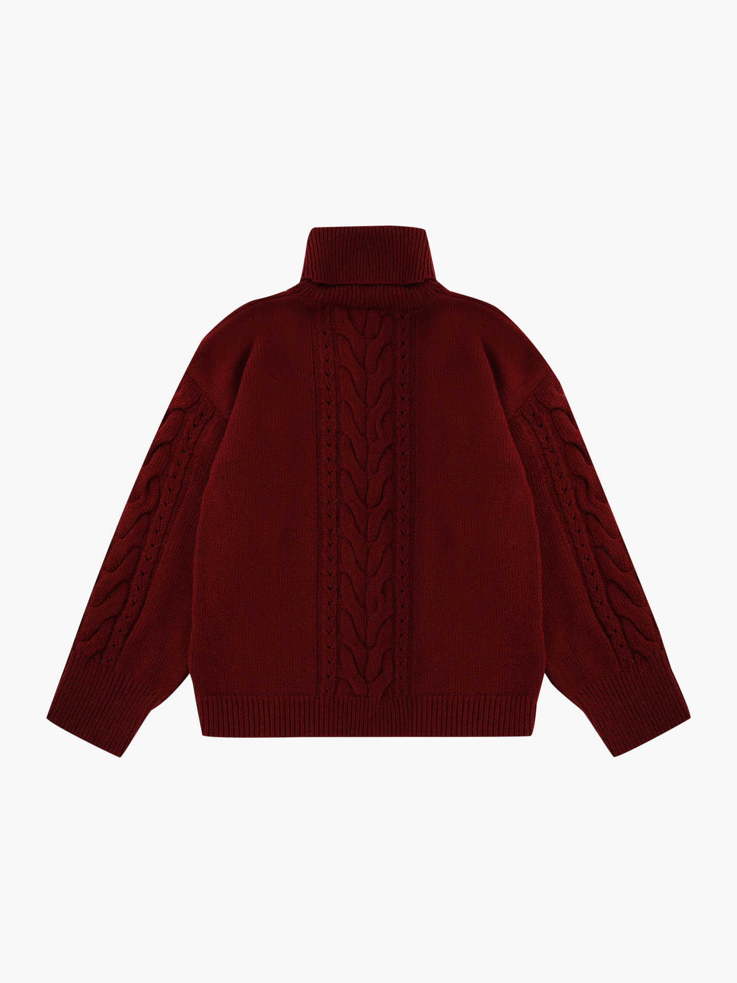 Camisola de Gola Alta em Malha com Tranças