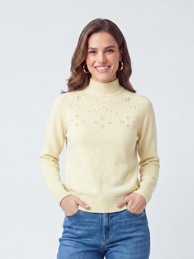 Camisola de Malha com Gola Alta