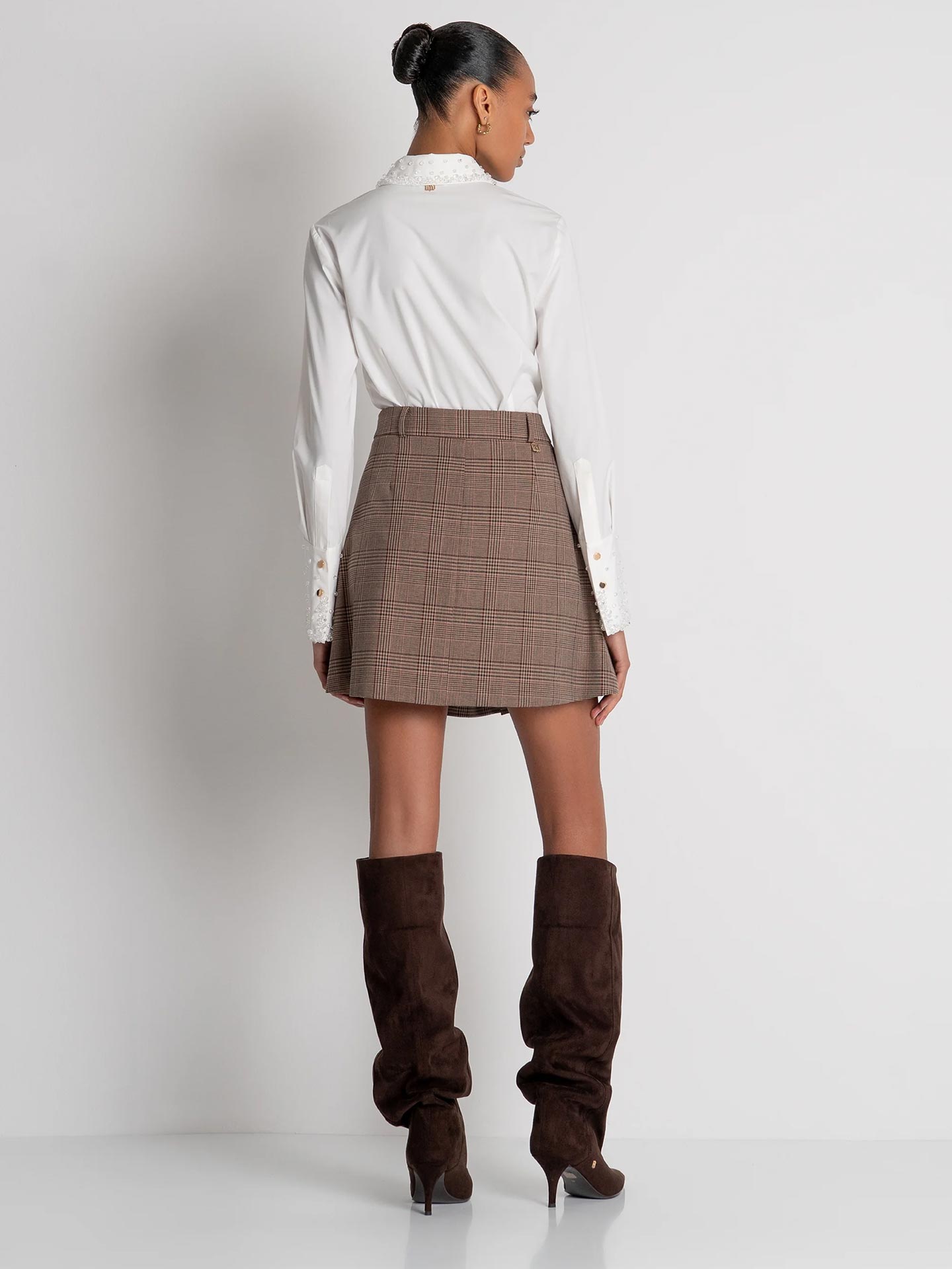 Minissaia Plissada Príncipe de Gales