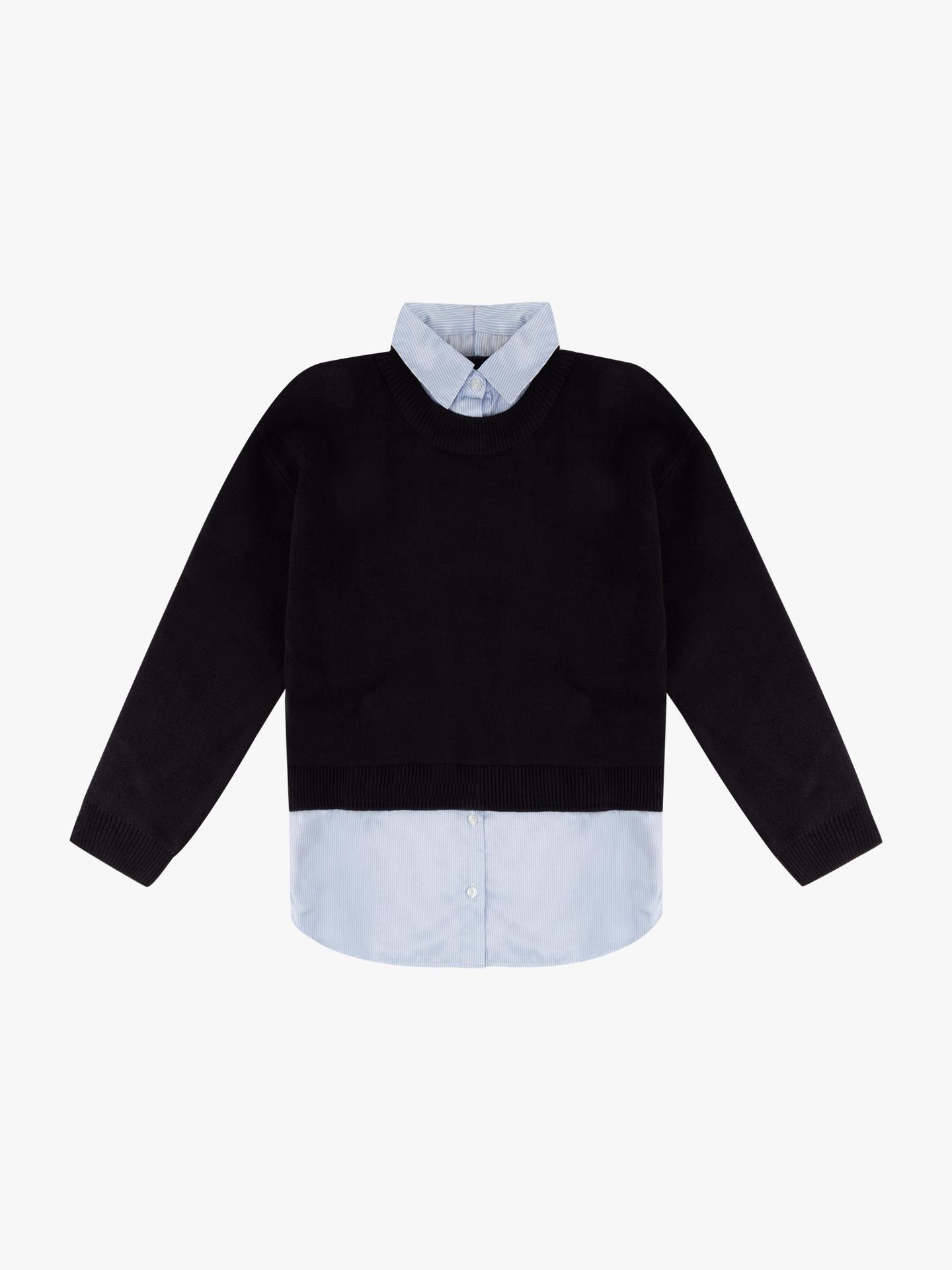 Camisola de Malha com Efeito de Camisa