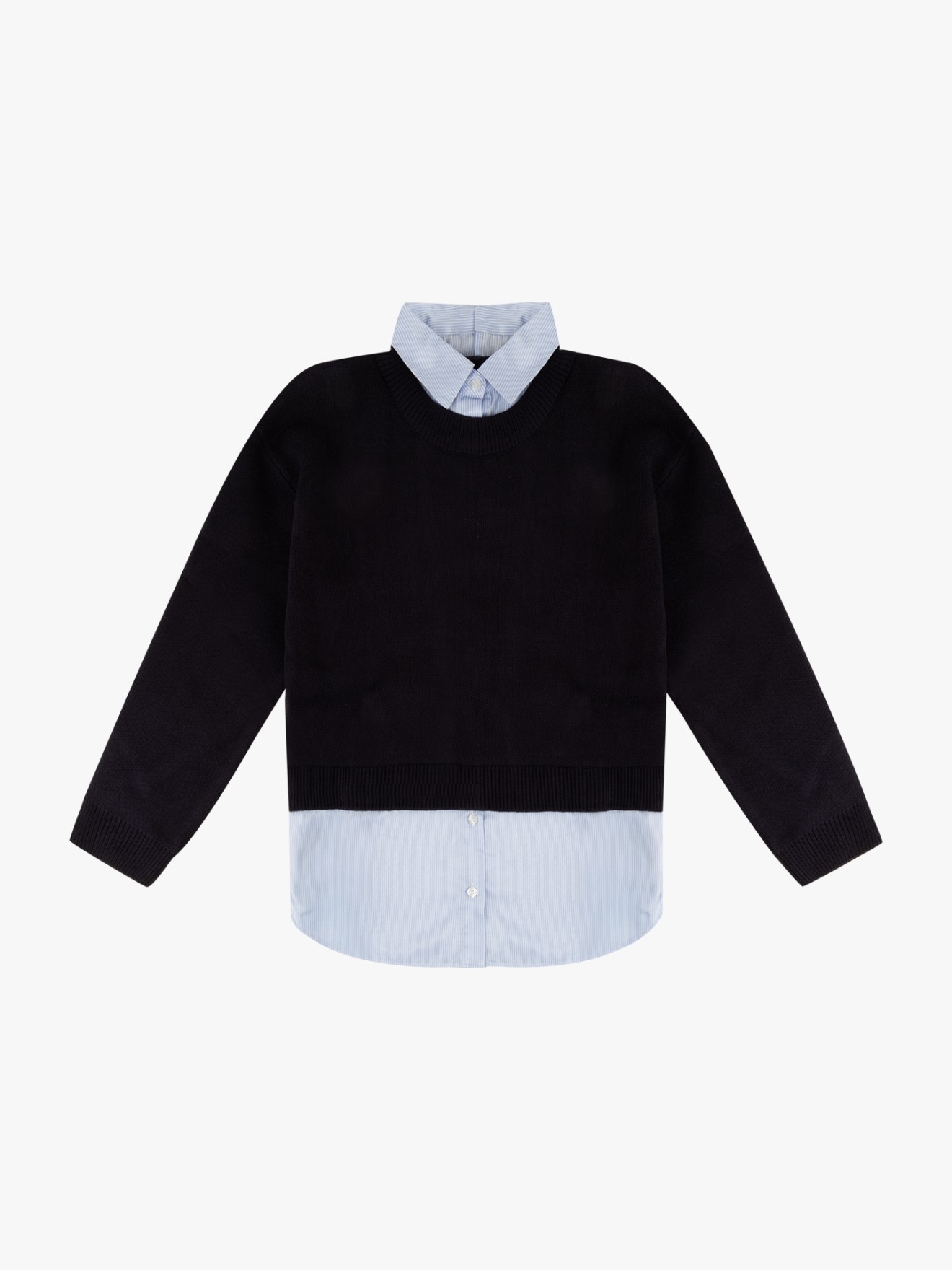 Camisola de Malha com Efeito de Camisa