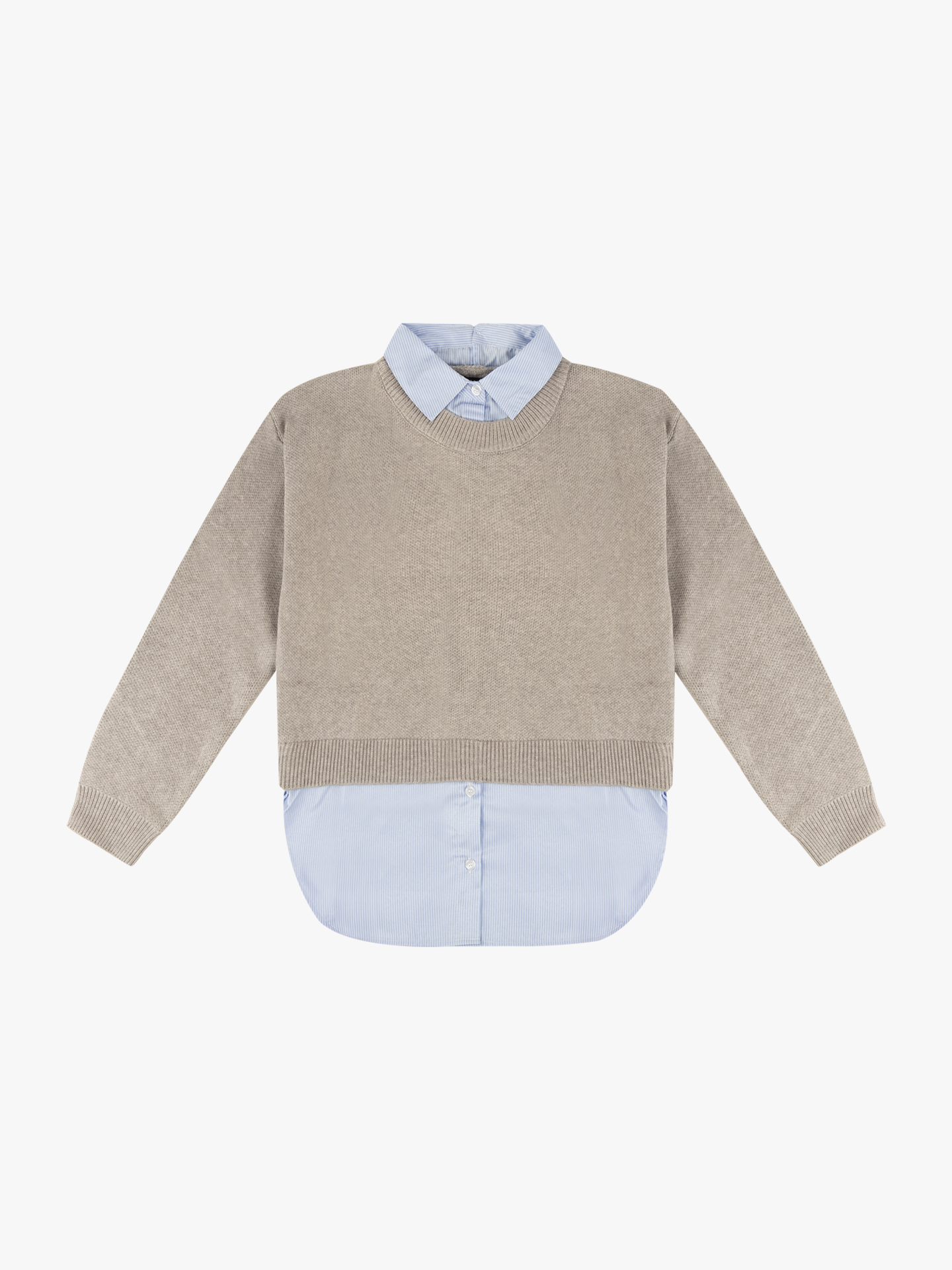 Camisola de Malha com Efeito de Camisa