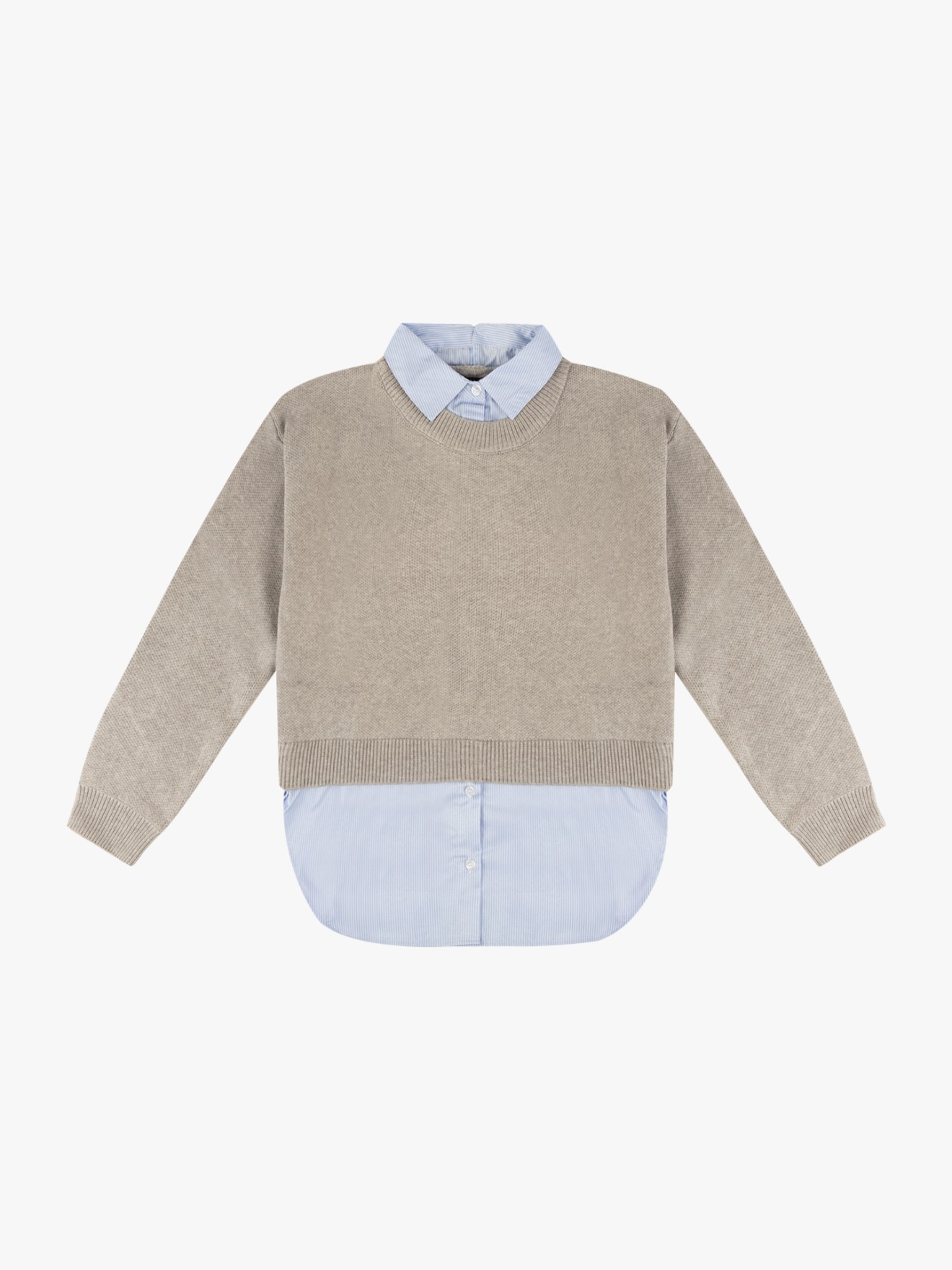 Camisola de Malha com Efeito de Camisa