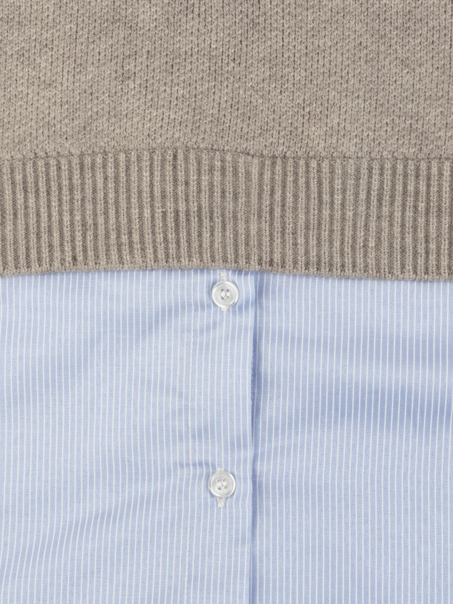 Camisola de Malha com Efeito de Camisa