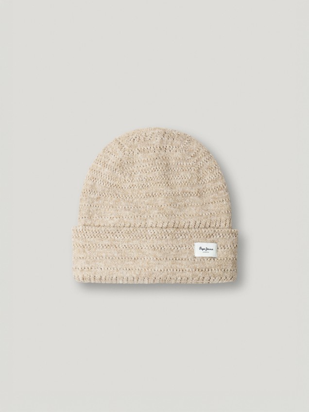 Gorro em Malha Pointelle com Logótipo