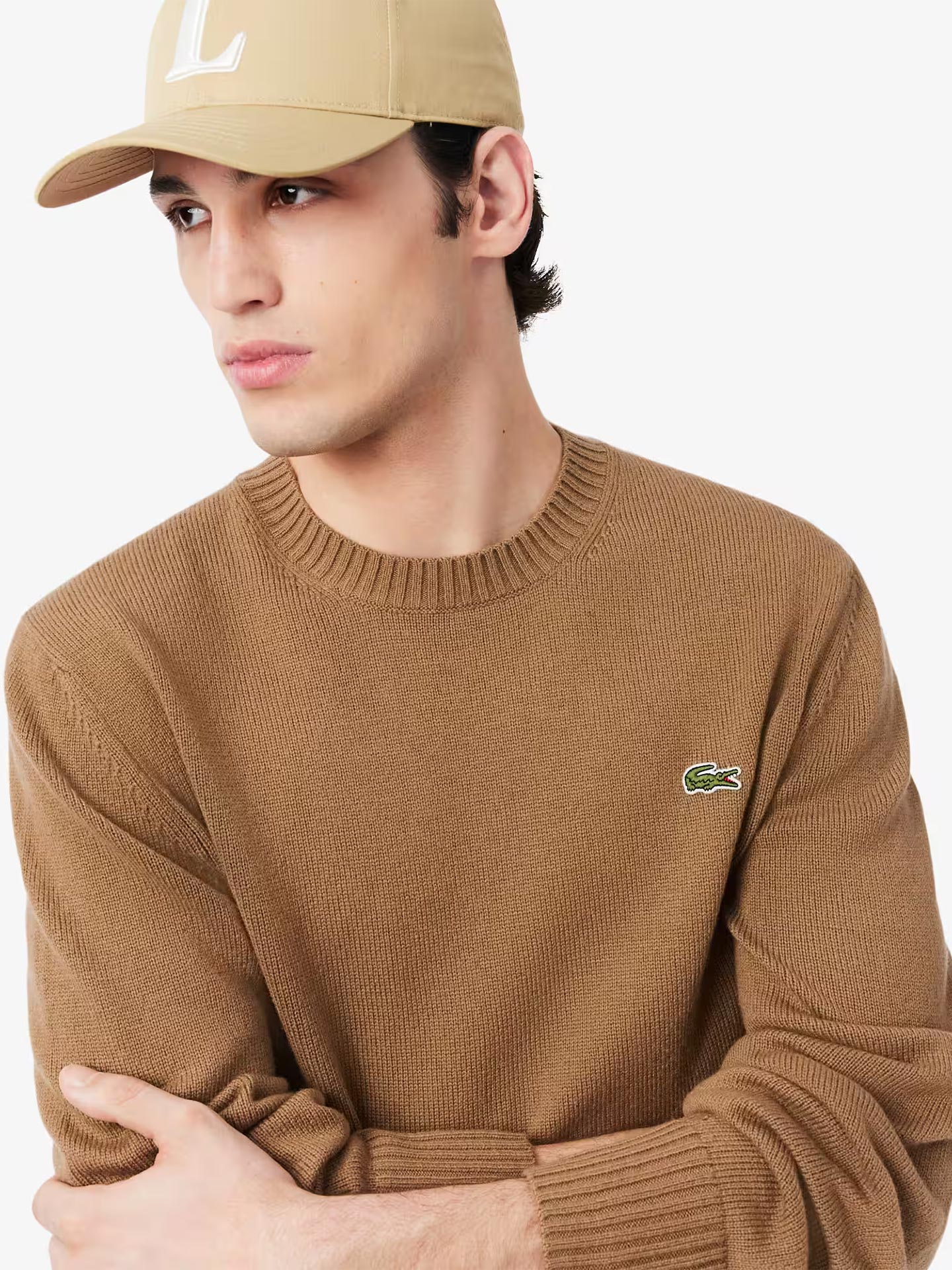 Camisola de Gola Redonda em Lã Cardada