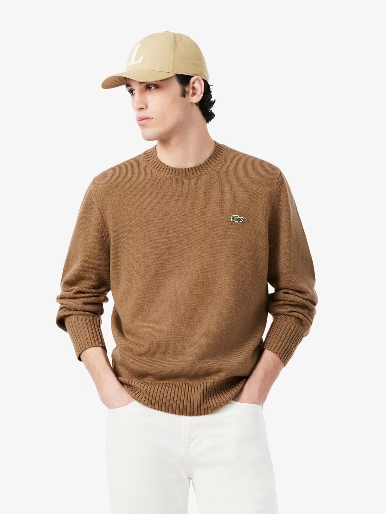 Camisola de Gola Redonda em Lã Cardada