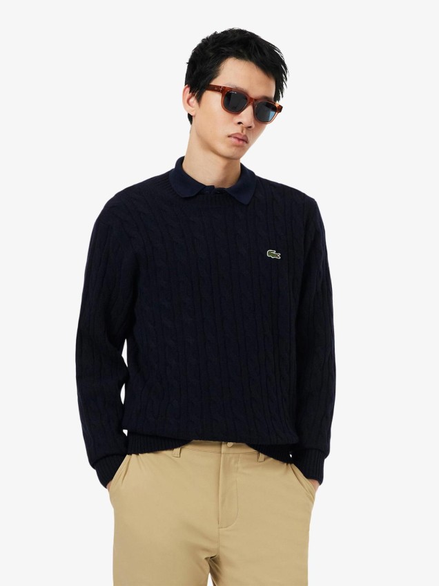 Camisola de Malha em Lã com Gola Redonda