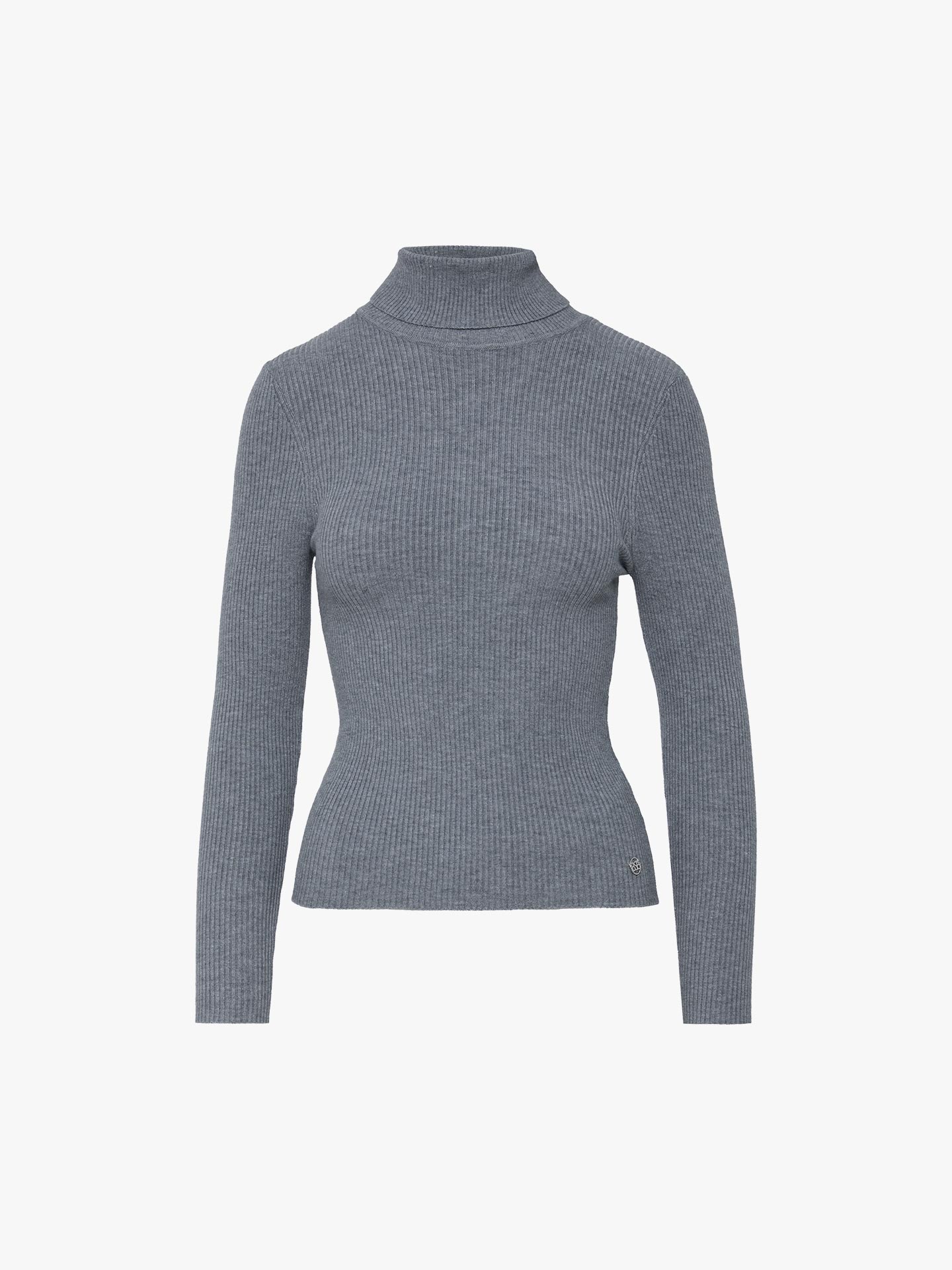Camisola de Malha Canelada com Gola Alta