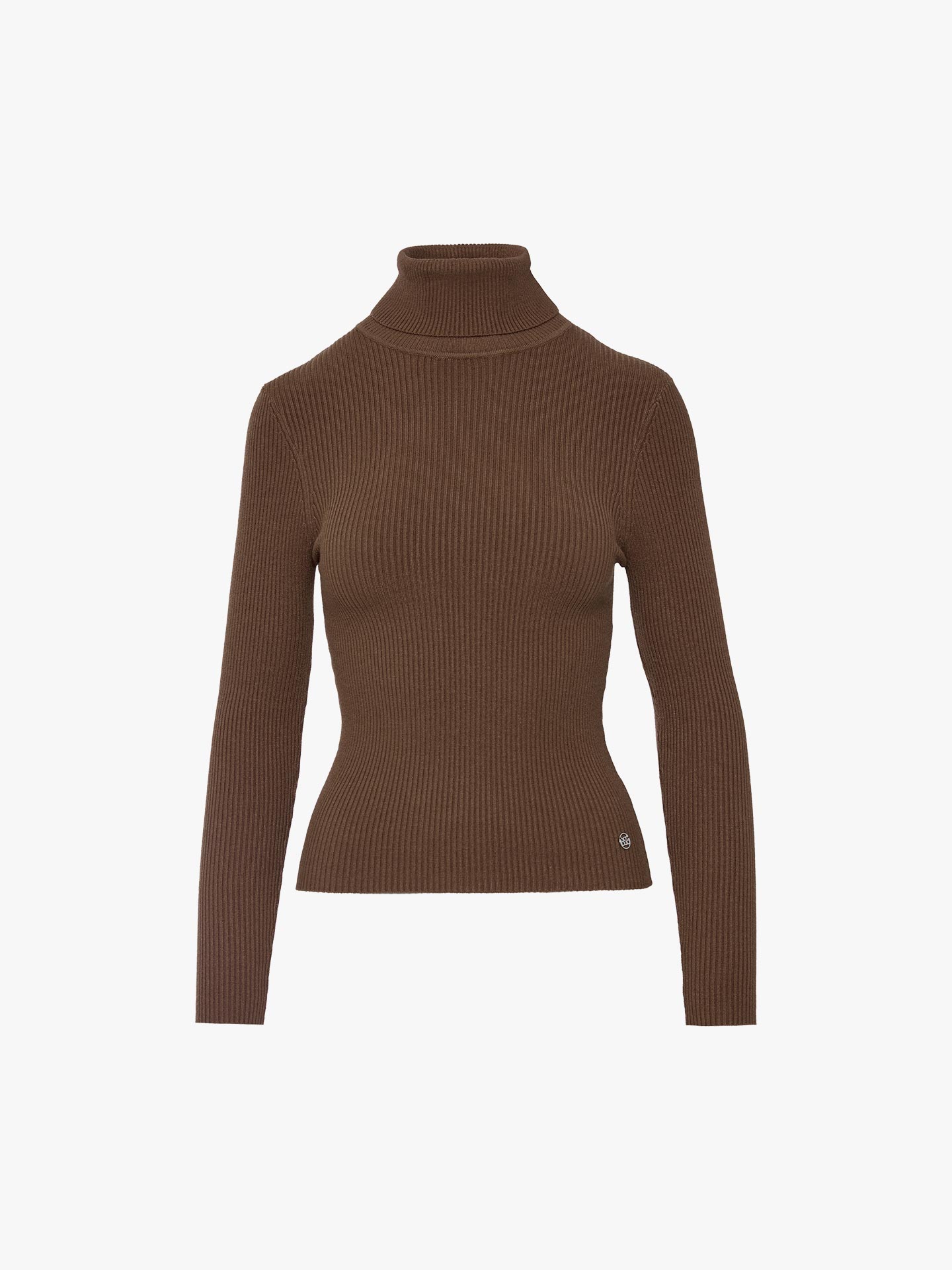 Camisola de Malha Canelada com Gola Alta