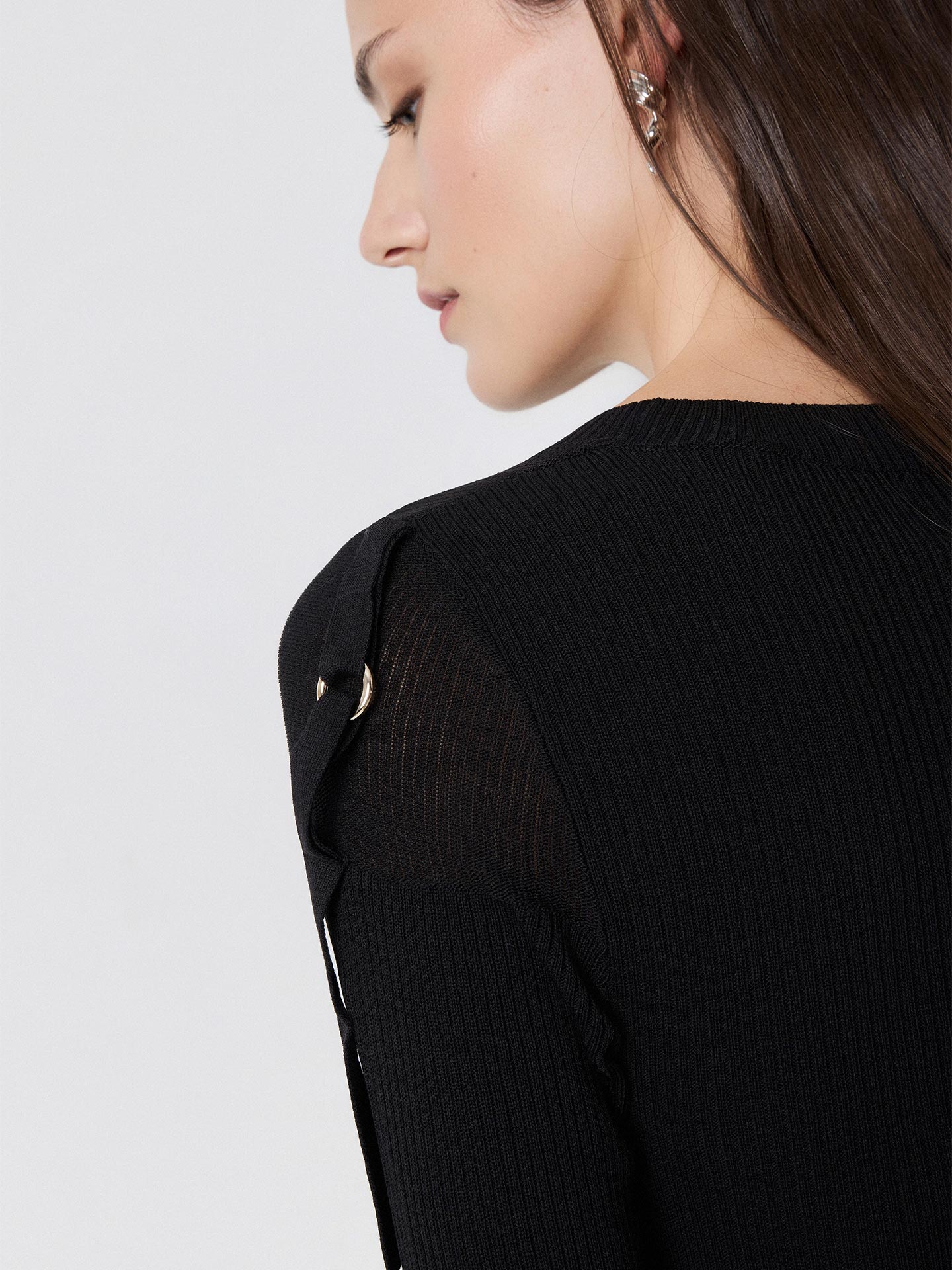 Camisola Semitransparente com Mangas de Folhos